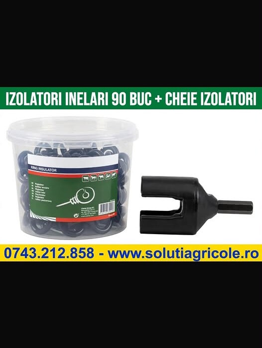 Izolatori inelari gard electric, set 90 buc+cheie izolatori